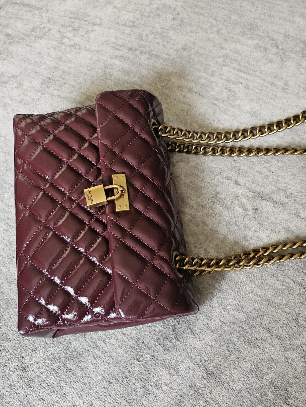 Kurt Geiger London Brixton Quilted Burgundy Leather Bag - Picture 3 of 12